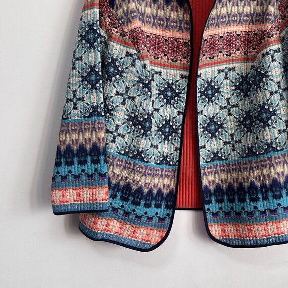 Catherines Quilted Reversible Lightweight Open Jacket Womens Plus 3X Petite - Picture 2 of 10